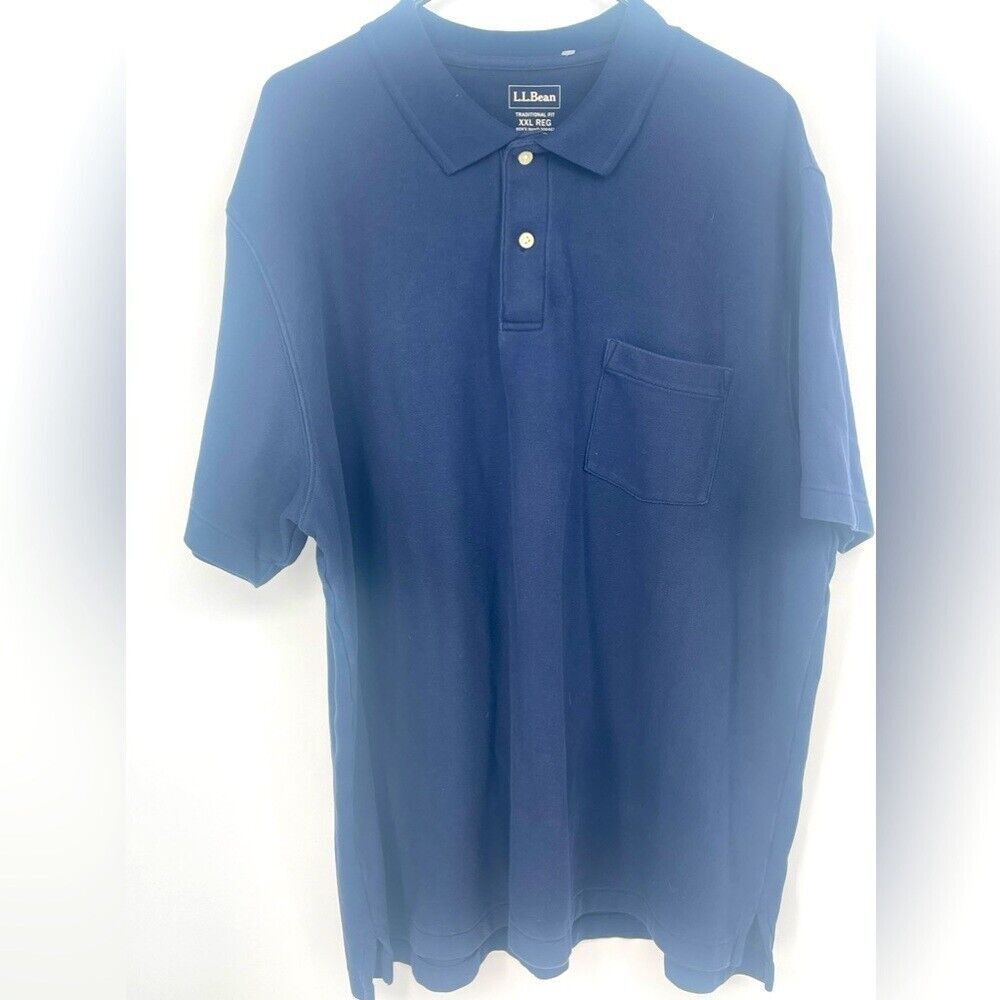 L.L.Bean‎ Men's Traditional Fit Short Sleeve Polo Shirt Navy XXL Reg